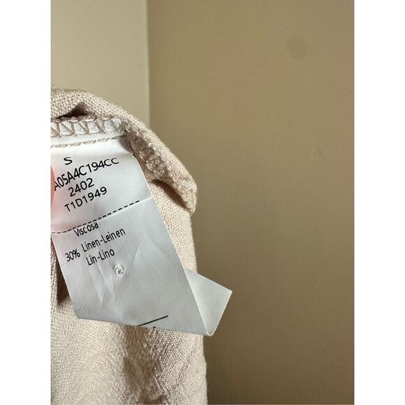 Cupshe Beige Button Front Linen Blend Dress Size Small New - Picture 4 of 5